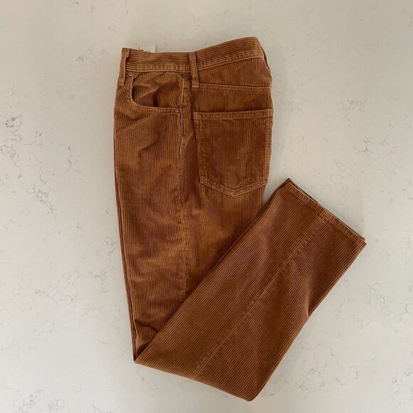 Denim Forum The Joni Hi Rise Loose Corduroy Cotton Pants Golden Brown Sz 26 - Picture 4 of 16